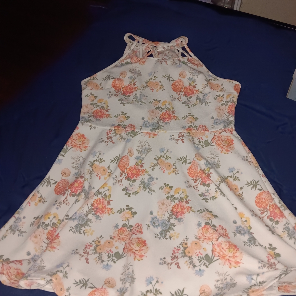 No Boundaries Floral Kids Dress - White and Orange